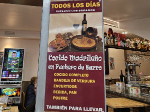 Cocido madrileño Bar Menéndez puesto 27 Mercado Santa María de la Cabeza