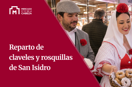 dos chulapos repartiendo rosquillas y claves por san isidro